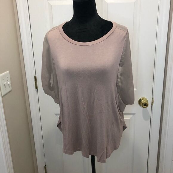 a’reve hi lo sheer short sleeve top, size medium - Picture 1 of 10